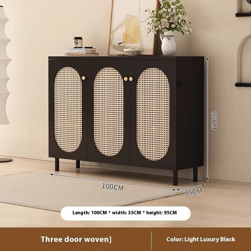 Storage Home Living Room Woven Rattan Door French Food High Capacity Shoe Cabinet