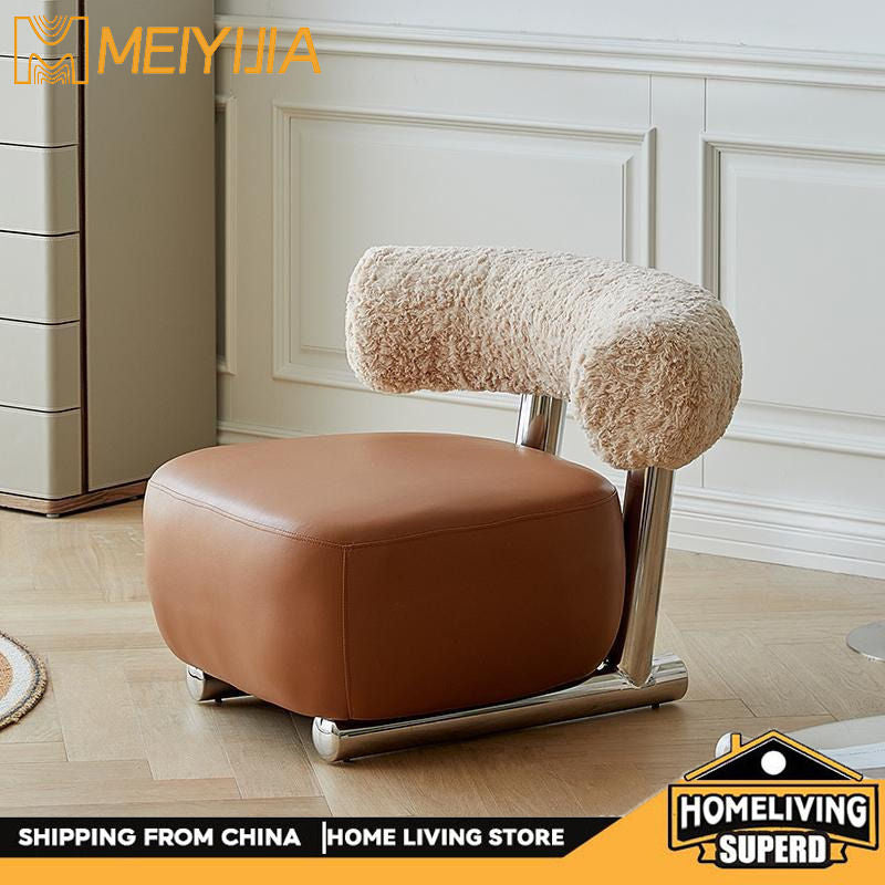 Nordic Light Luxury Simple Single Chair Bedroom Sofa Stool Home Sledge Comfortable Cotton and Linen