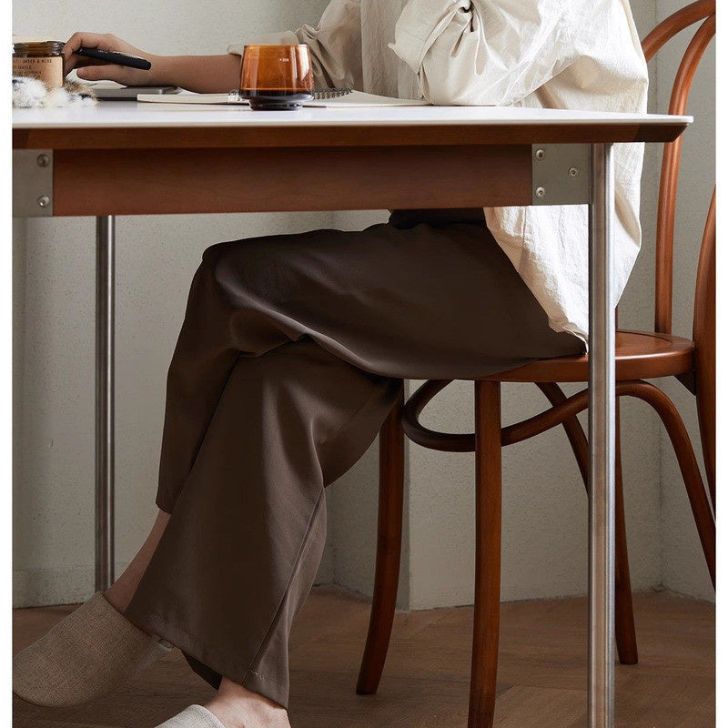 Nordic Style Dining Set with Solid Wood Top Square Table and Chairs