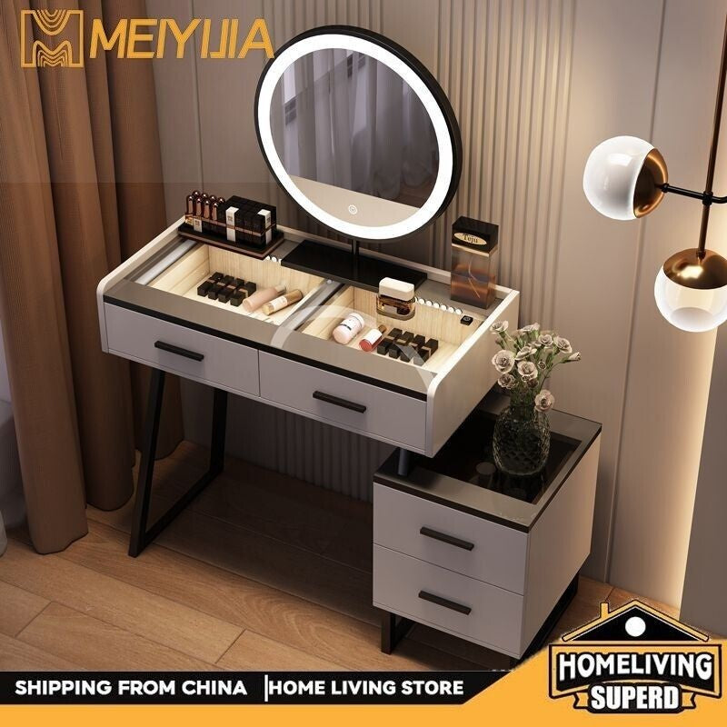 Solid Wood Storage Cabinet Simple Nordic Light Luxury Mirror Dressing Table