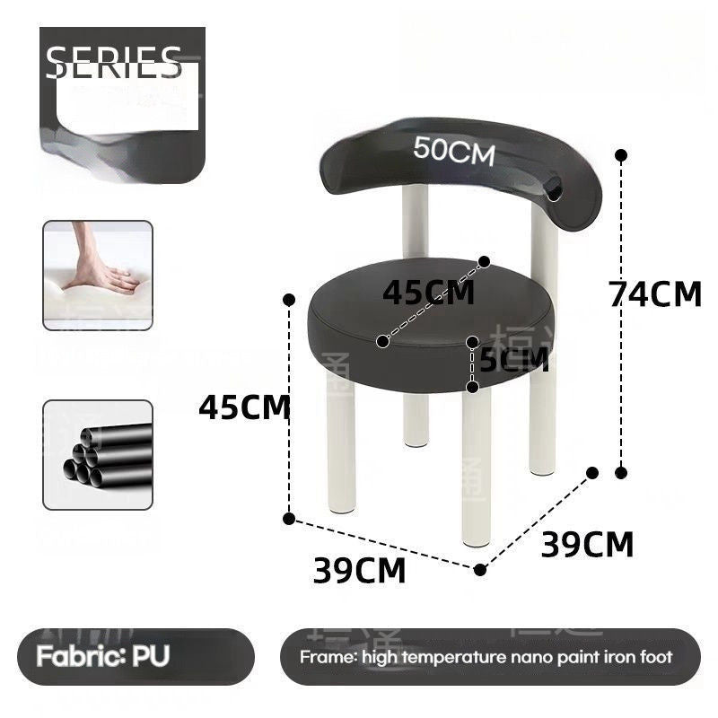 Bedroom Makeup Cream Wind Simple Nordic Home Dining Chair with Backrest Light Luxury Soft Dressing Bag Stool