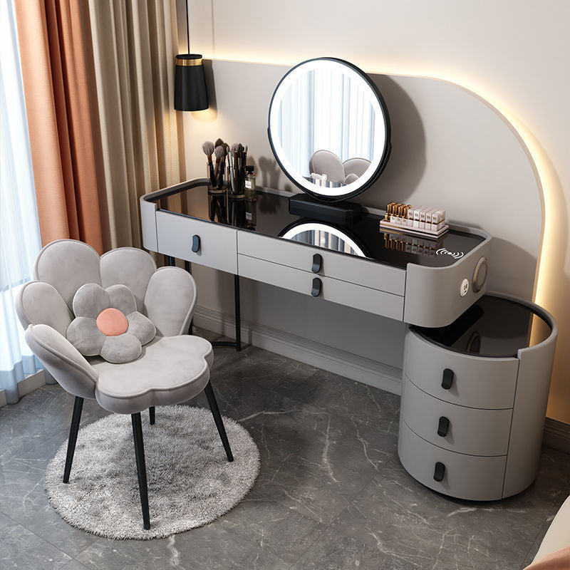 Simple solid wood smart bedroom table, multi-purpose dressing table with mirror, complete set