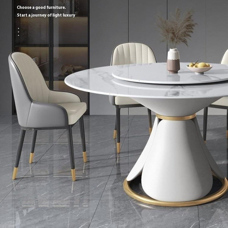 BKK Ready StockModern Luxury Round Marble Dining Table Set with Rotating Base Premium Italian Style For home use