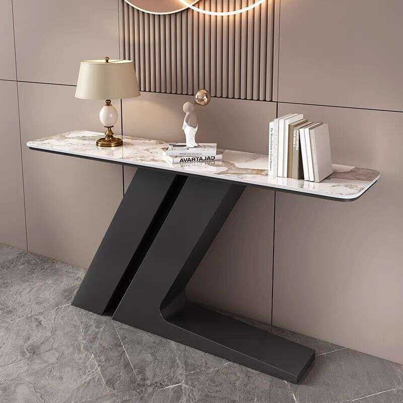 Light luxury tea Italian style room divider semi-circular modern, minimalist, wall-mounted, stone console table, end table