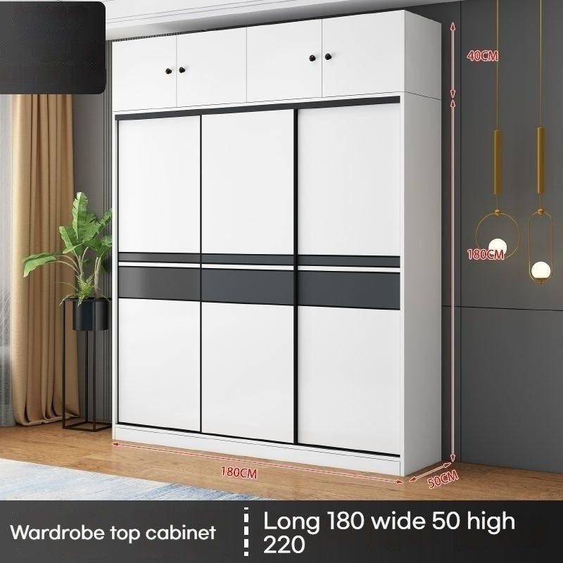 Solid wood home bedroom sliding door large wardrobe simple modern cabinet