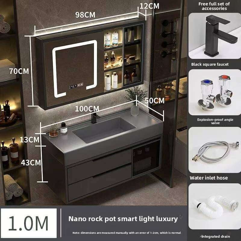 QW- Real Wood Storage Cabinet Smart Mirror in the Bathroom Sink Set