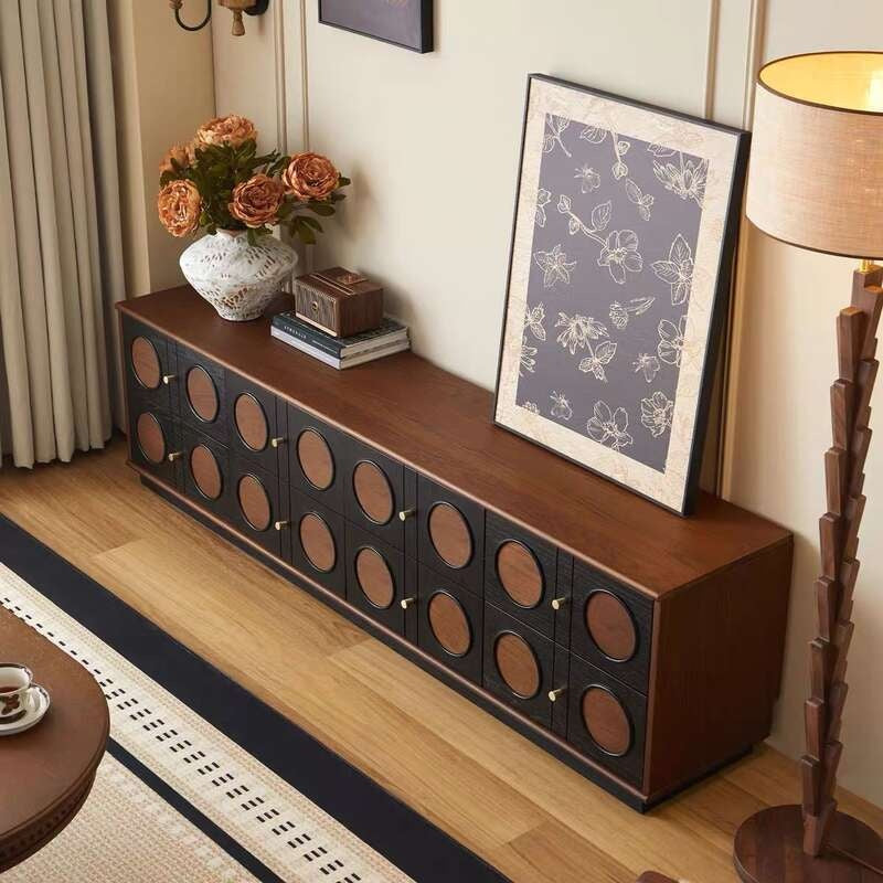 Solid wood set for living room American style floor standing TV cabinet