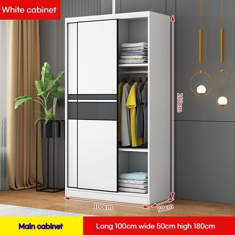Solid wood home bedroom sliding door large wardrobe simple modern cabinet