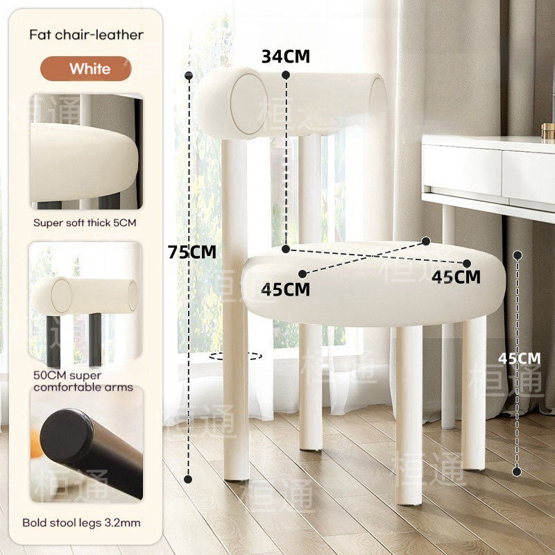 Bedroom Makeup Cream Wind Simple Nordic Home Dining Chair with Backrest Light Luxury Soft Dressing Bag Stool