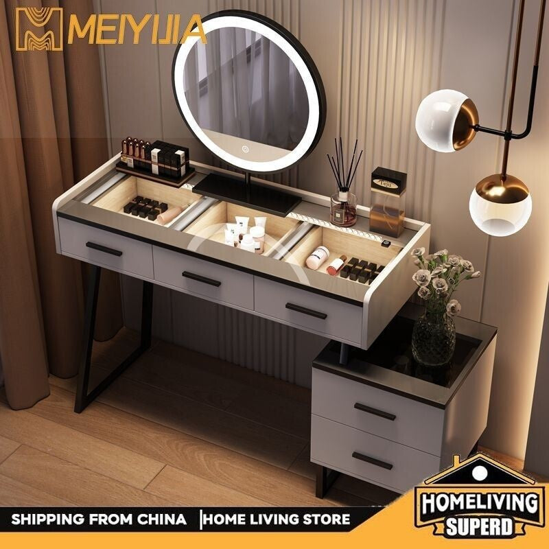 Solid Wood Storage Cabinet Simple Nordic Light Luxury Mirror Dressing Table