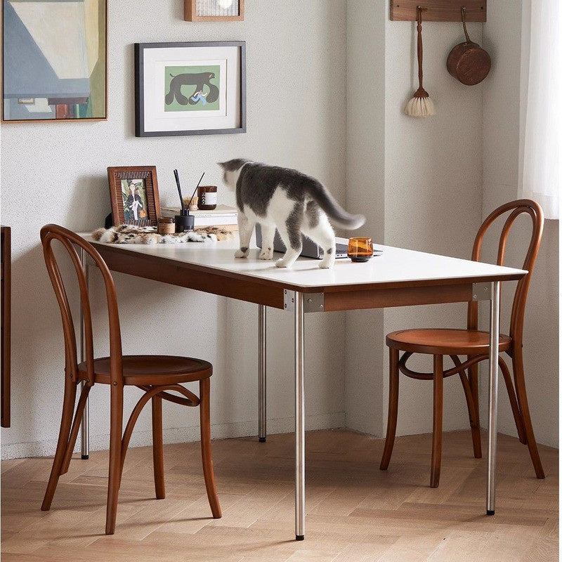 Nordic Style Dining Set with Solid Wood Top Square Table and Chairs