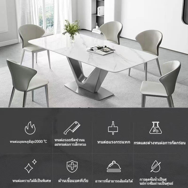 Italian Bench and Chairs - Modern Luxury Rectangular Dining Table Set