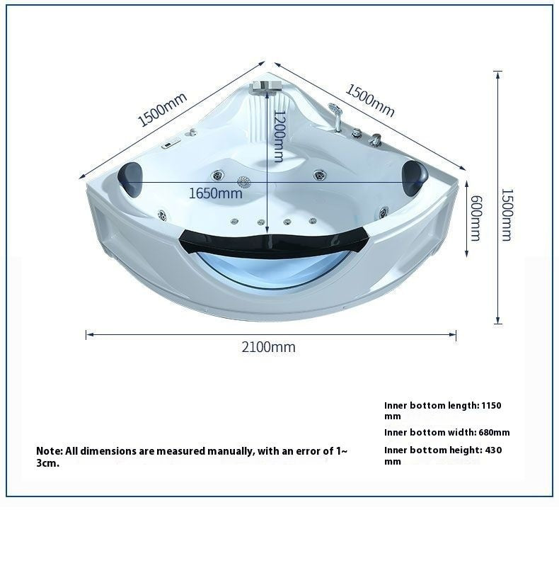 QW- Fan-shaped Acrylic Bathtub With massage system and colored lights