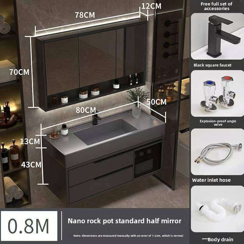 QW- Real Wood Storage Cabinet Smart Mirror in the Bathroom Sink Set