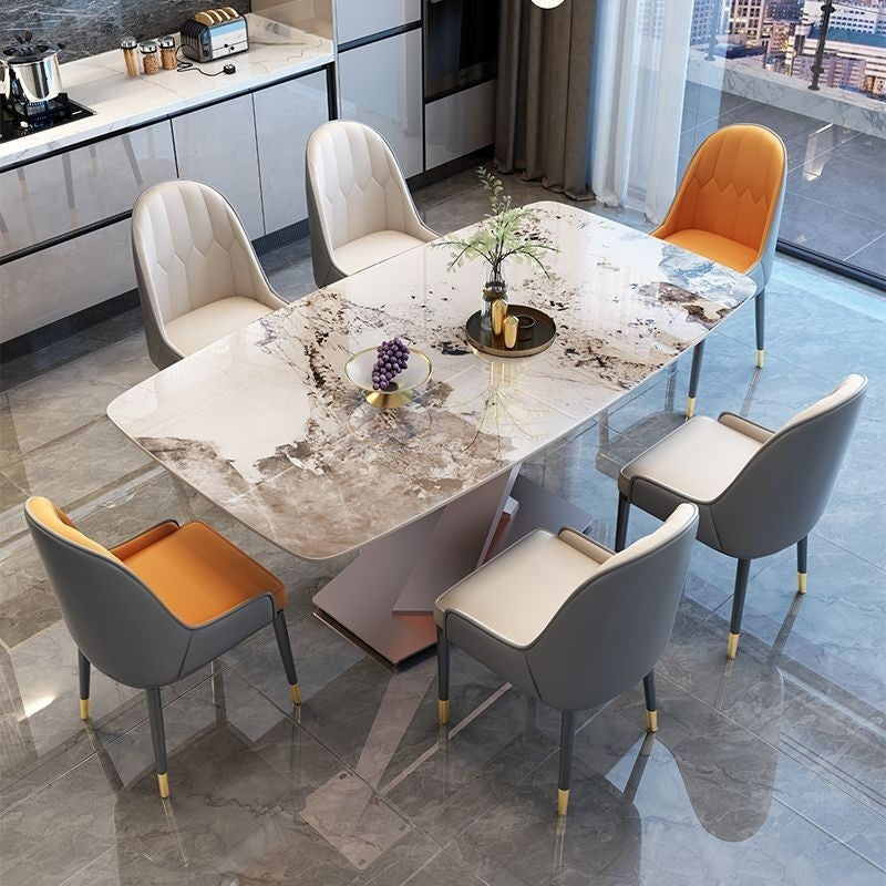 Luxurious marble dining minimalist small square table, Italian style, modern design for condos.
