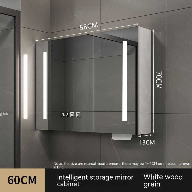 QW- Smart Solid Wood Wall Mounted Bathroom Mirror Storage Cabinet