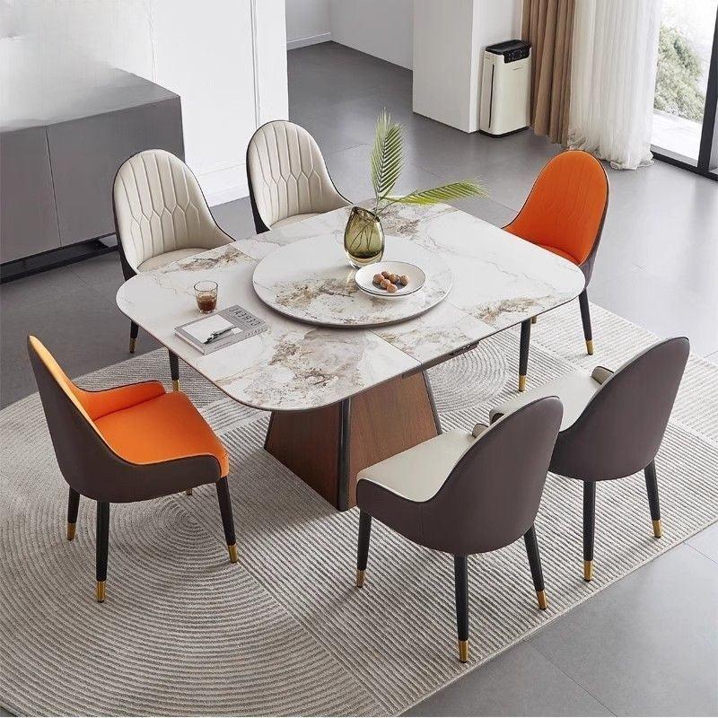 Premium Luxury Expandable Rectangular Marble Dining Table for Home Use