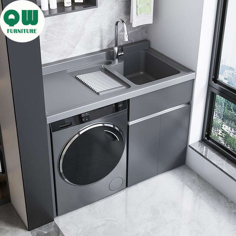 QW- Stainless Steel Storage Cabinet Bathroom Sink Washing Machine Counter