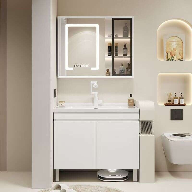 QW- Real Wood Storage Smart Mirror Cabinet Sink Set in the Bathroom