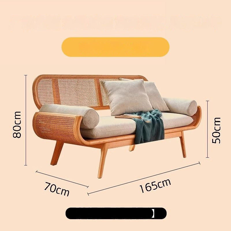 French Solid Wood Knitted Sofa Lazy Living Room Rattan Creative Small Indoor Leisure Chair