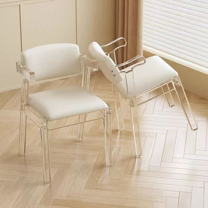 เก้าอี้อะคริลิคใสแสงสีขาวหรูหราหรูหราเป็นพิเศษเก้าอี้คริสตัลห้องนอนหน้าแรกเก้าอี้แต่งหน้าโต๊ะเก้าอี้ Z 