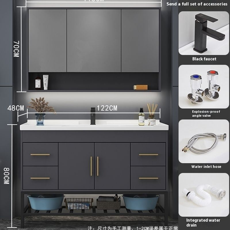 QW- Bathroom Smart Cabinet Modern Simple Ceramic Integrated Basin Washbasin Washstand Set