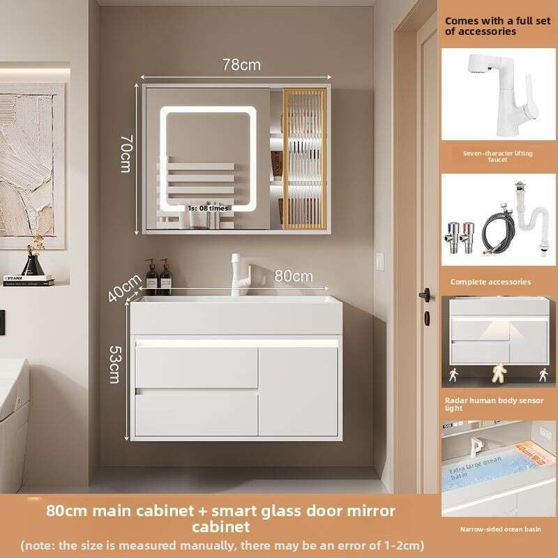QW- Smart glass cabinet for bathroom storage, width 40 cm.
