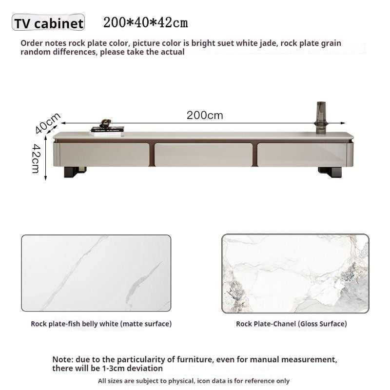 Nordic light luxury modern glossy stone coffee table TV cabinet living room floor combination small home type
