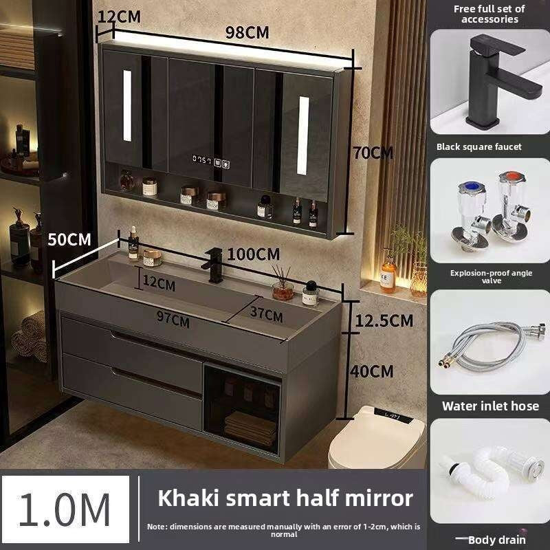 QW- Real Wood Storage Cabinet Smart Mirror in the Bathroom Sink Set