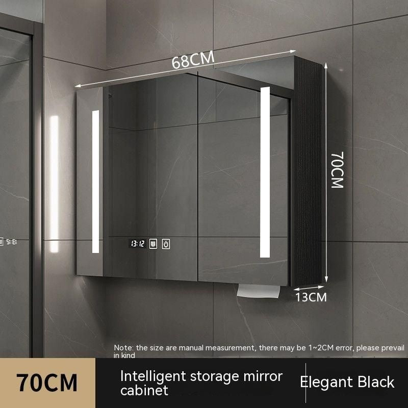 QW- Smart Solid Wood Wall Mounted Bathroom Mirror Storage Cabinet