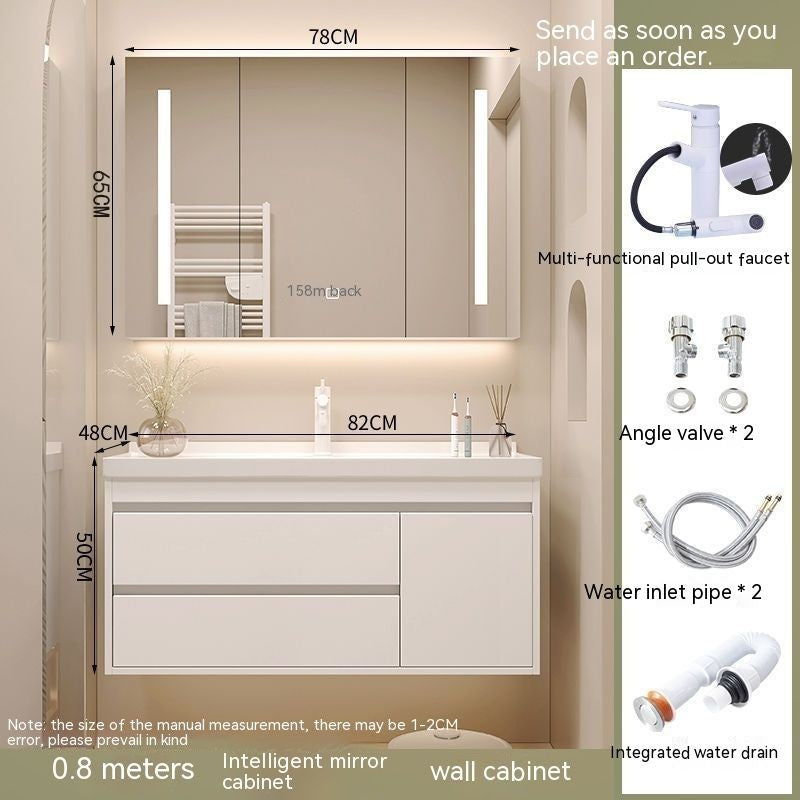 ห้องน้ำสไตล์ครีมห้องน้ำตู้กระจกสมาร์ทชุดห้องน้ำห้องน้ำ 