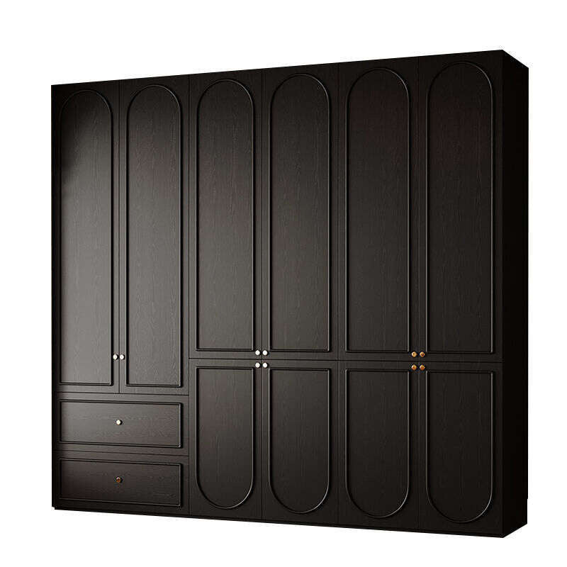 Solid wood Vintage French black For the bedroom american style large wardrobe