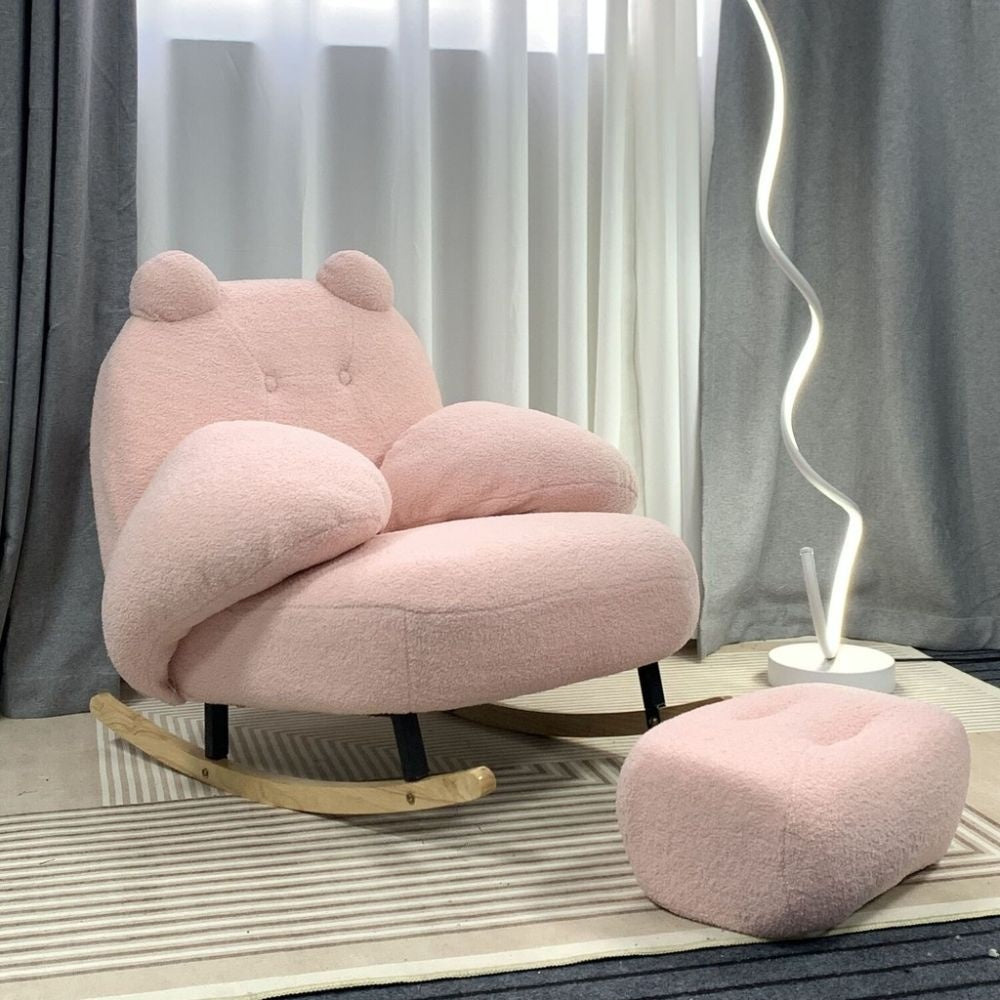 Cream Wind Single Rocking Living Room Little Bear Chair Sofa Bedroom Leisure