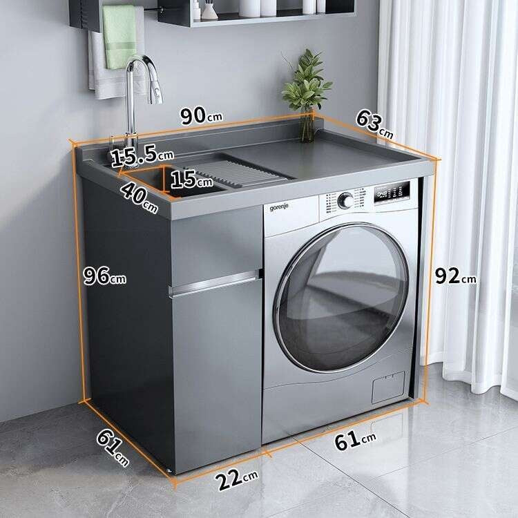 QW- Stainless Steel Storage Cabinet Bathroom Sink Washing Machine Counter