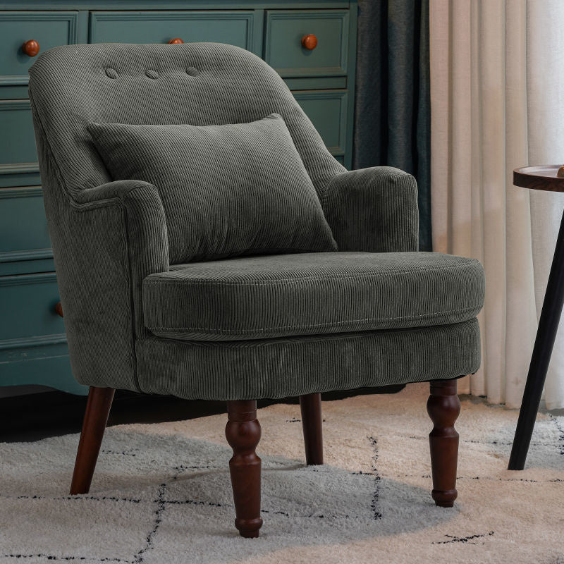 Single Nordic Living Room Balcony Bedroom Lazy Leisure Corduroy Chair Small Sofa with Footrest