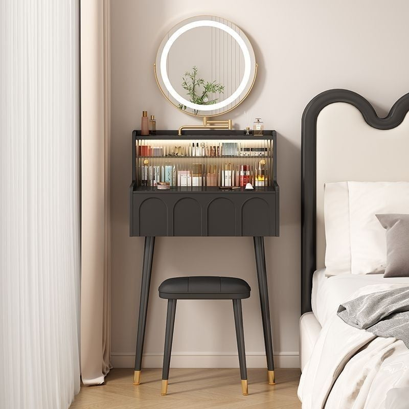 French Black Solid Wood Bedroom Small Mini Dressing Table