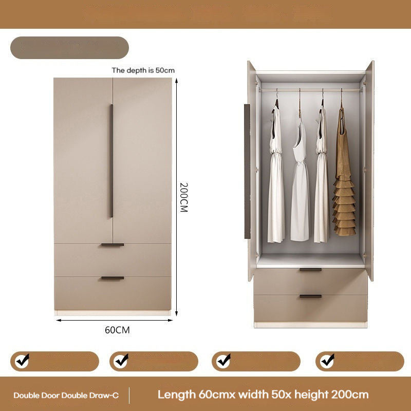 Solid Wood Home Bedroom Easy Assembly Two Door Storage Cabinet Small Wardrobe