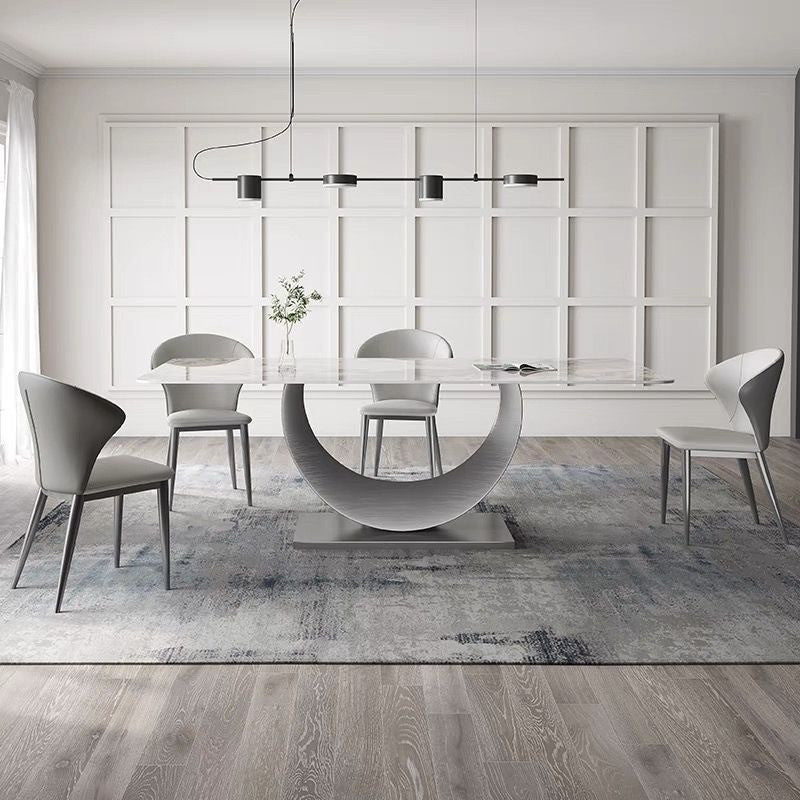 Modern Luxury Italian Moon Pattern Dining Table in Slate Gray