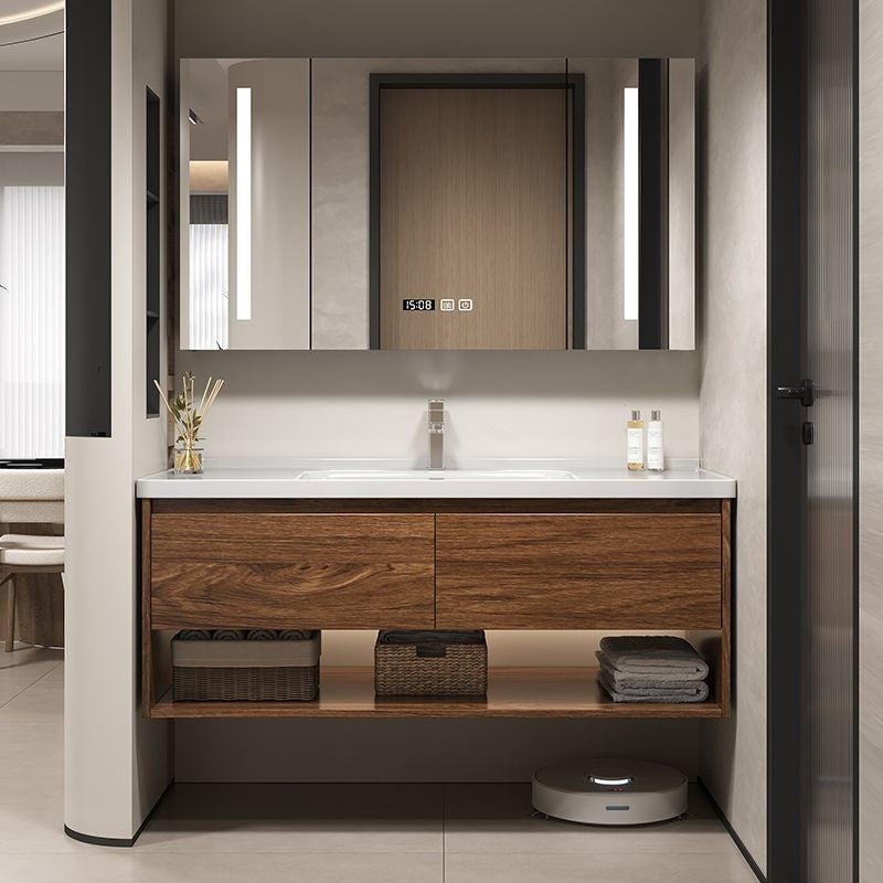 QW- Hua To wood cabinet Smart mirror in the bathroom Bathroom sink set