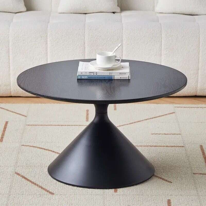 Solid wood tea table, Nordic style, for home living room, mixed design, modern, simple, round shape.