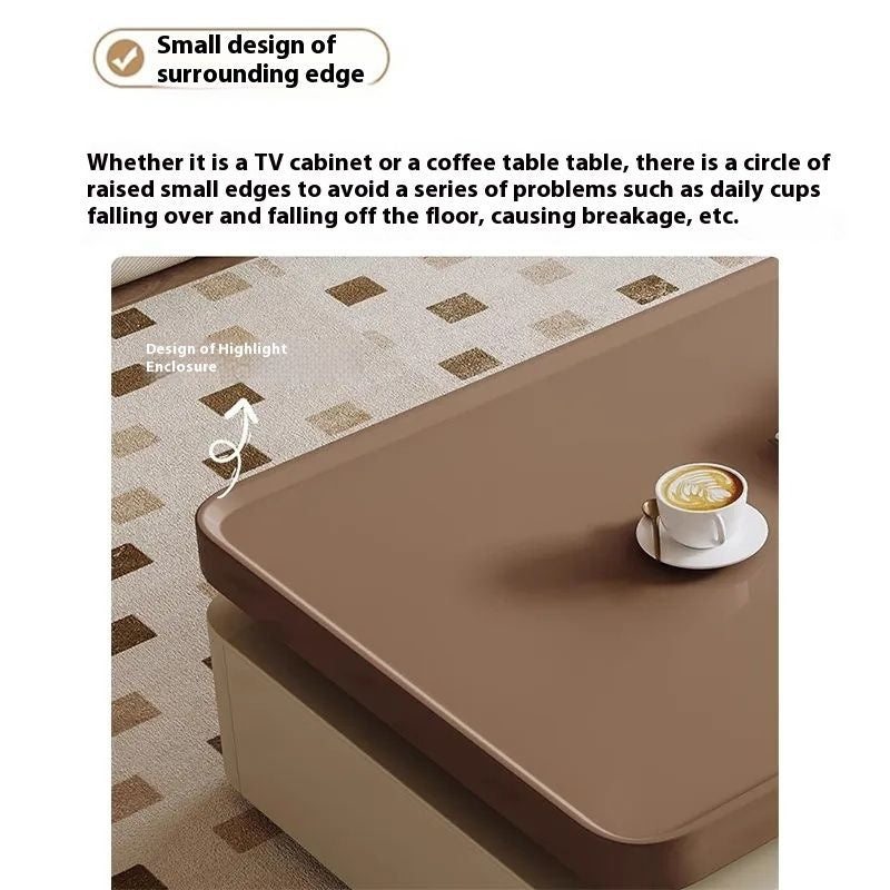 Modern Simple Living Room with Storage Drawer Coffee Table TV Cabinet Combo Set