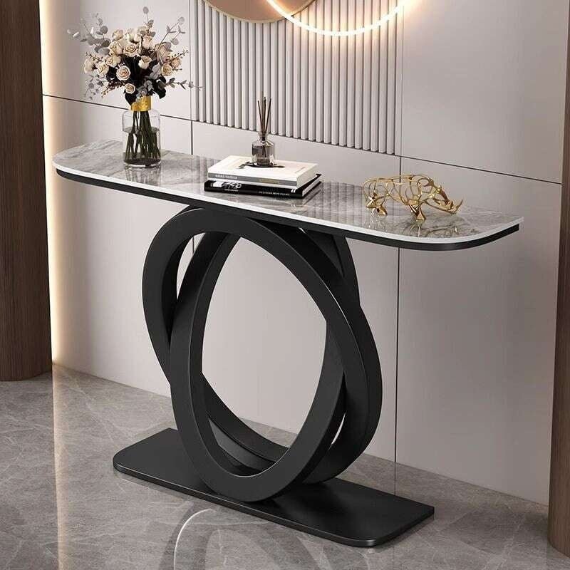 Light luxury tea Italian style room divider semi-circular modern, minimalist, wall-mounted, stone console table, end table