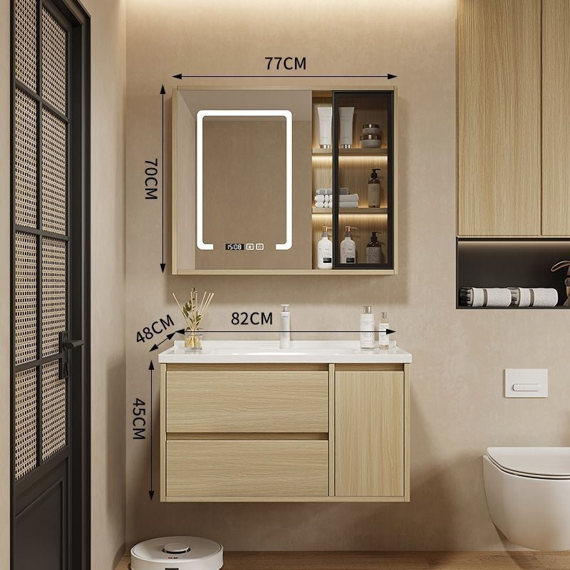 QW- Solid Wood Storage Smart Mirror Cabinet Bathroom Sink Set