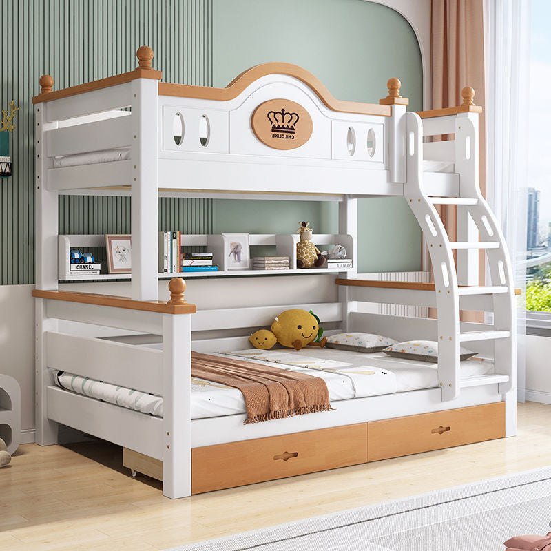 European Style Multifunctional Full Solid Wood High Low Children's Upper and Lower Mother Wooden Bunk Bed