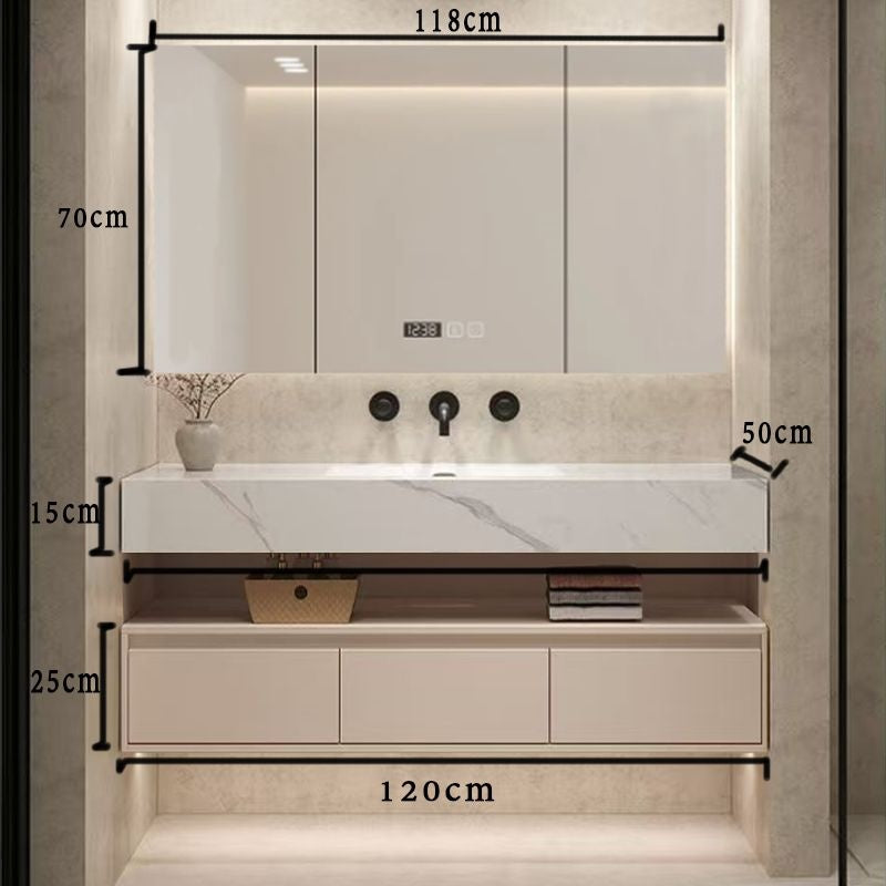 QW- Real wood storage cabinet smart mirror in the bathroom, bathroom sink