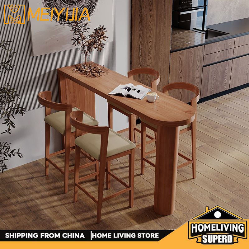 Tea solid wood table, narrow long strip high for living room bar island table