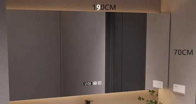 QW- Smart Solid Wood Wall Mounted Bathroom Mirror Storage Cabinet