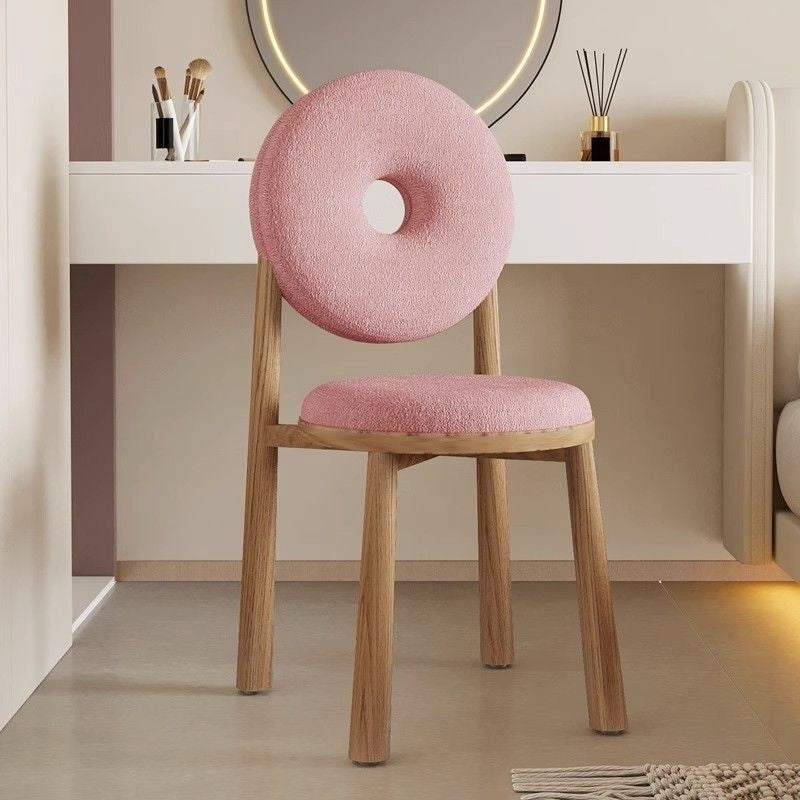 Nordic Modern Home Bedroom Back Makeup Stool Dressing Table Coffee Donut Dining Chair