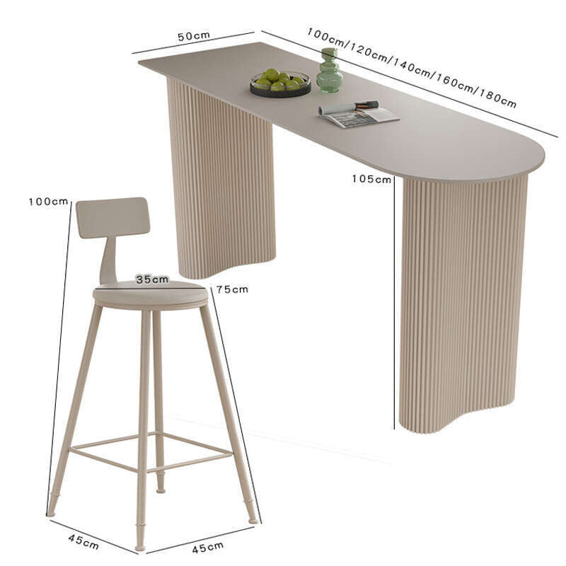 Stone household living room table, kitchen partition edge, bar counter, balcony with semicircular wall, elegant lighting, high table