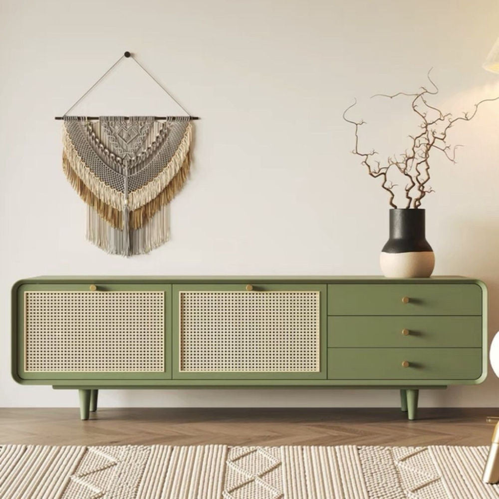 Nordic simple luxury solid wood living room coffee table cabinet combined large capacity TV shelf